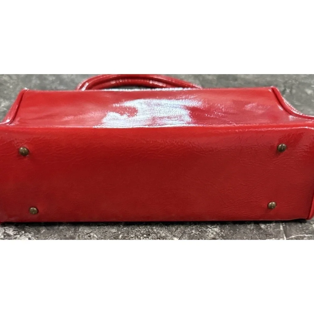 Vintage Dover USA Red Patent Faux Leather Top Handle Handbag